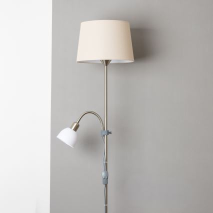 Lampadar CERIA Brilagi 1xE27/100W/230V + 1xE14/25W, crom mat/bej
