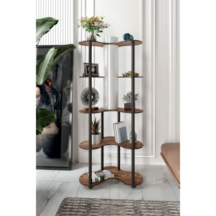 Lampadar cu rafturi 1xE27/40W/230V 150 cm negru/maro