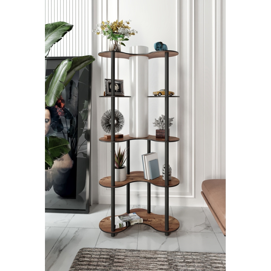 Lampadar cu rafturi 1xE27/40W/230V 150 cm negru/maro