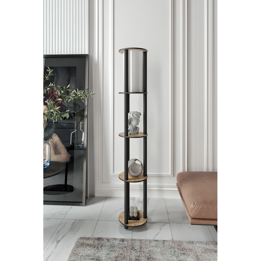 Lampadar cu rafturi 1xE27/40W/230V 150 cm negru/maro