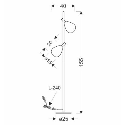 Lampadar DENSO 2xG9/5W/230V crom negru/cupru