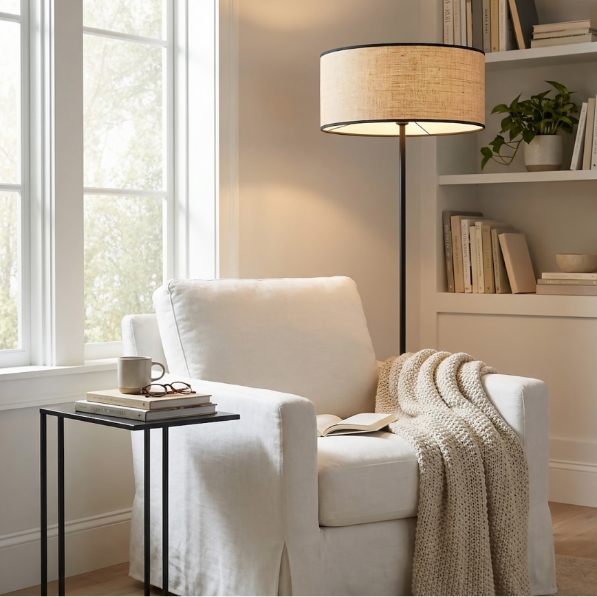 Lampadar ECO 1xE27/15W/230V bej/ratan