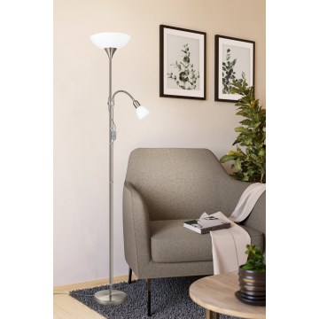 Lampadar EGLO 1xE27/60W + 1xE14/25W, crom mat