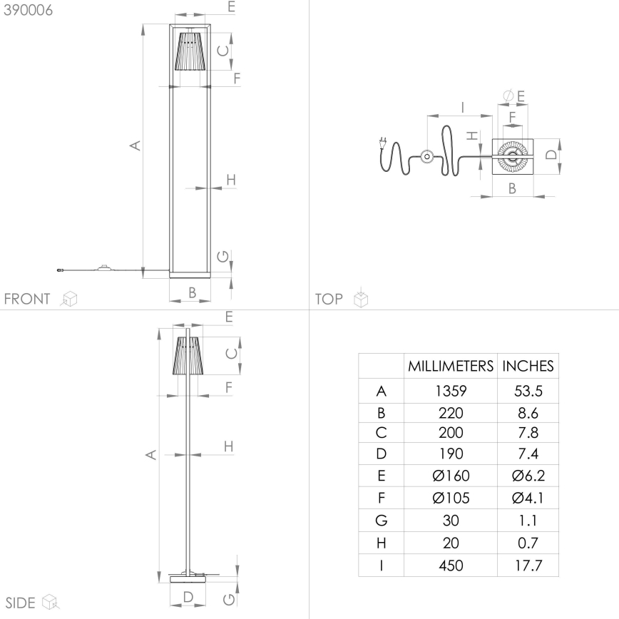 Lampadar Eglo 1xE27/40W/230V negru