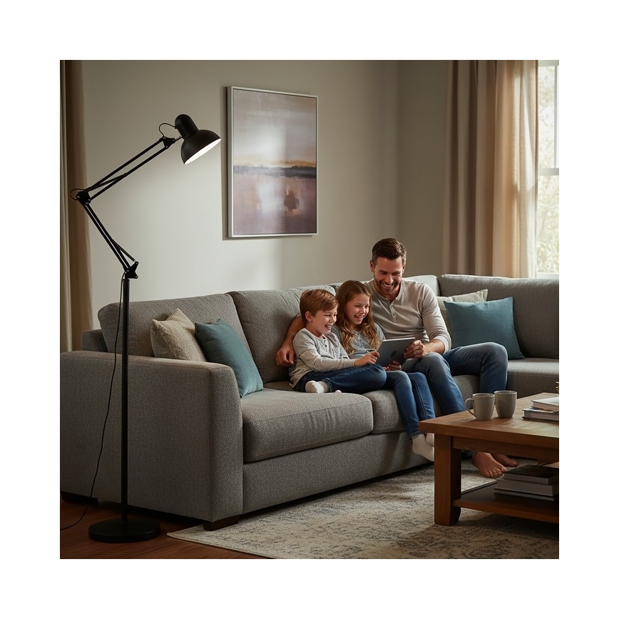 Lampadar flexibil AURIQ 1xE27/60W/230V 184 cm negru