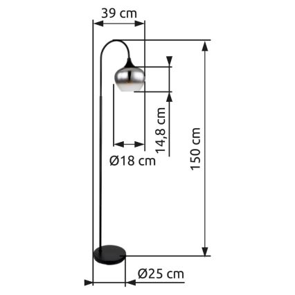 Lampadar Globo 1xE27/40W/230V negru/fumuriu