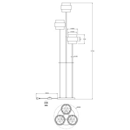 Lampadar Globo 3xE27/60W/230V
