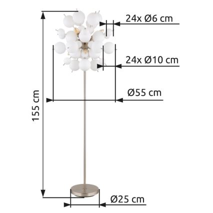 Lampadar Globo 6xE14/25W/230V alb