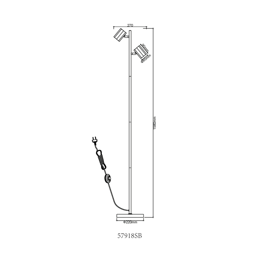 Lampadar Globo 2xGU10/5W/230V negru