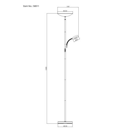 Lampadar LED dimabil Globo LED/20W/230V+ LED/5W 3000/4000/6500K negru