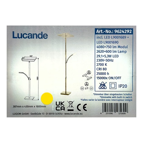 Lampadar LED dimabil PARTHENA LED/29,1W/230V + LED/5,3W/230V