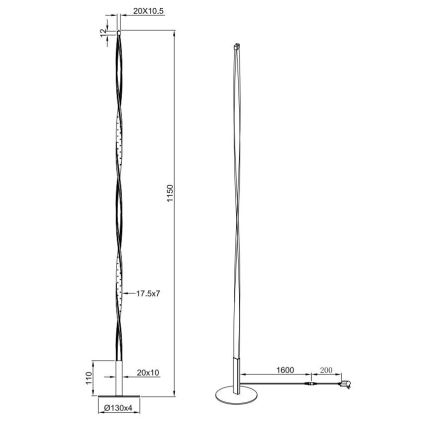 Lampadar LED dimabil SPIN LED/10,5W/230V Reality