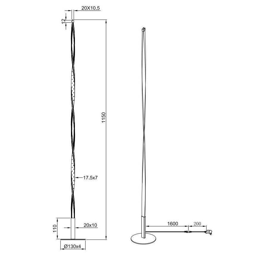 Lampadar LED dimabil SPIN LED/10,5W/230V Reality
