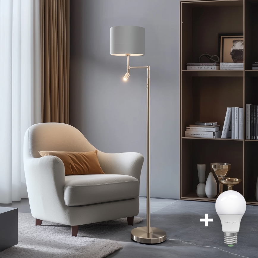 Lampadar LED Eglo TUNJA 1xE27/60W/230V + LED/2,1W d. 30 cm crom/gri