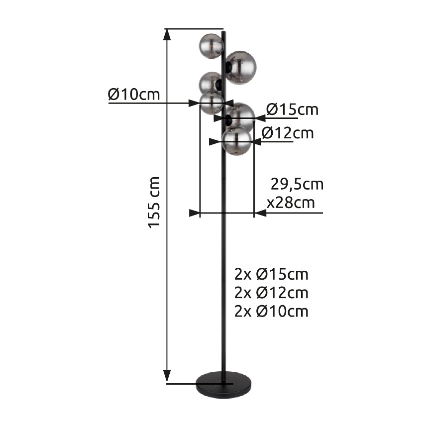 Lampadar Globo LED 6xG9/3,5W/230V fumuriu/negru