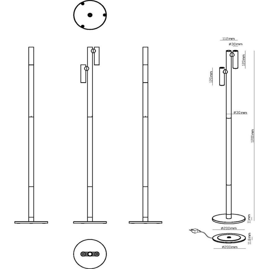 Lampadar LED tactil dimabil de exterior Lucide 27703/04/30 ANTRIM 2xLED/2,2W/4V 400 mAh IP54 negru