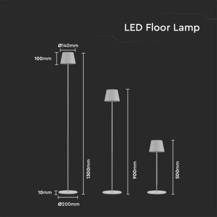 Lampadar LED reîncărcabil dimabil LED/4W/5V 4400 mAh 3000K IP54 alb