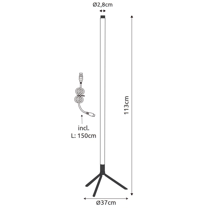 Lampadar LED RGB dimabil Globo LED/7W/5V + telecomandă