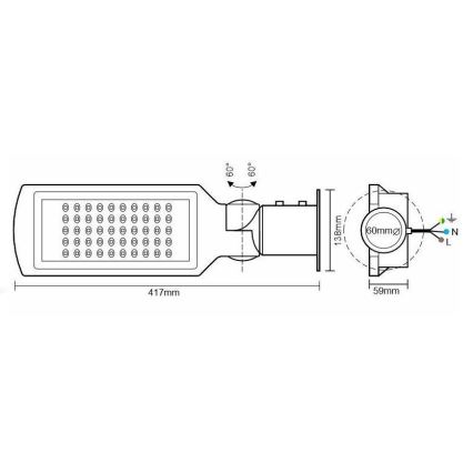 Lampadar LED stradal cu senzor LED/50W/170-400V IP65