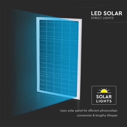 Lampadar LED stradal solar dimabil SAMSUNG CHIP LED/50W/9V 6000K IP65 + telecomandă