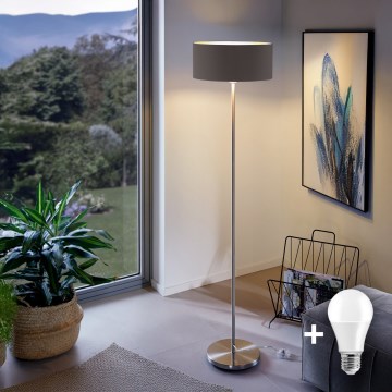 Lampadar LED TUNJA, 1x soclu E27, 20 W, 230 V, Ø 38 cm, crom mat/maro