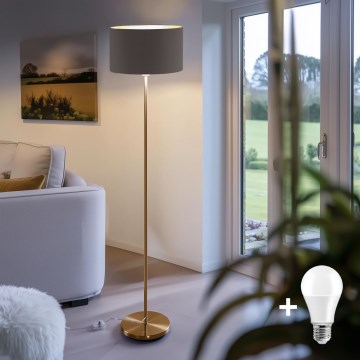 Lampadar LED TUNJA, 1xE27/20W/230V, Ø 38 cm, auriu/maro