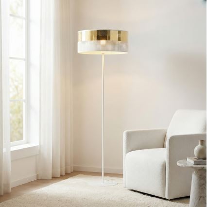 Lampadar LUX 1xE27/15W/230V alb/auriu