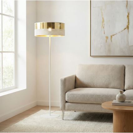 Lampadar LUX 1xE27/15W/230V alb/auriu