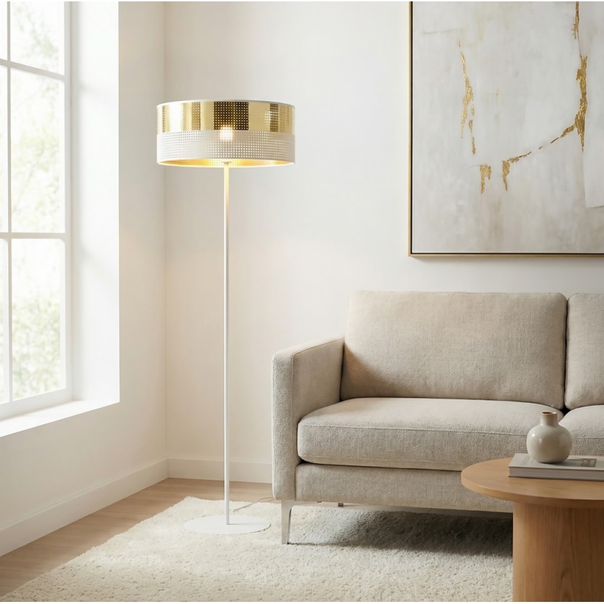 Lampadar LUX 1xE27/15W/230V alb/auriu