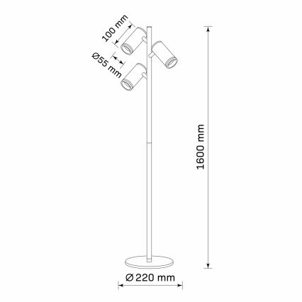 Lampadar PARIS 3xGU10/12W/230V negru