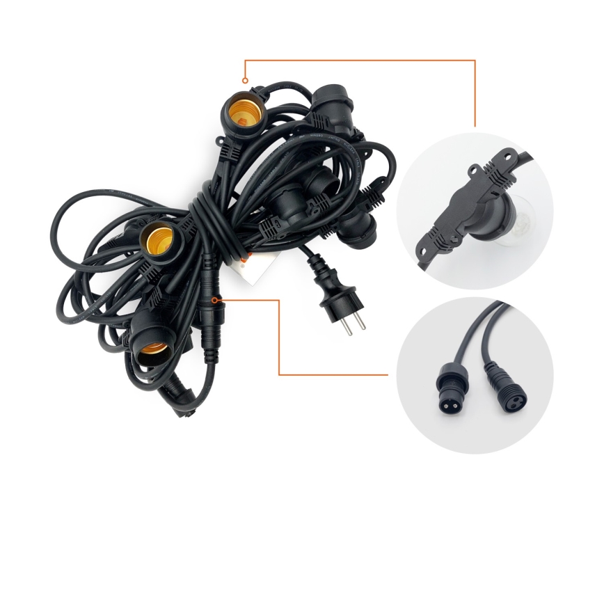 Lanț decorativ de exterior MIMOSA 10xE27/1,3W/230V IP44 10 m