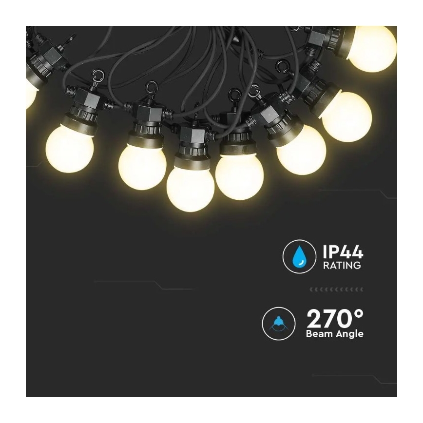 Lanț LED de exterior STRING 10m 20xLED/0,5W/24/230V 3000K IP44