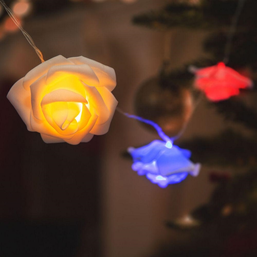 Lanț LED decorativ 10xLED/2xAA 2,2m multicolor trandafiri