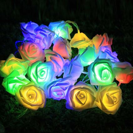 Lanț LED decorativ 10xLED/2xAA 2,2m multicolor trandafiri
