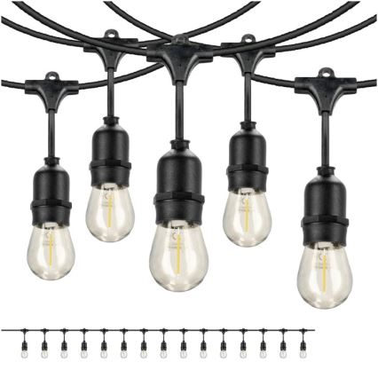 Lanț LED decorativ de exterior BAJA ST64 15xE27/1W/230V 15,9m IP44 alb cald