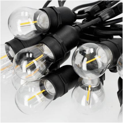 Lanț LED decorativ de exterior BAJA ST64 15xE27/1W/230V 15,9m IP44 alb cald