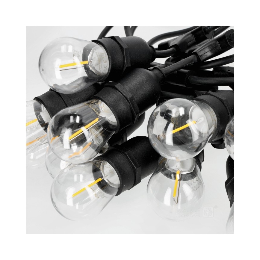 Lanț LED decorativ de exterior BAJA ST64 15xE27/1W/230V 15,9m IP44 alb cald