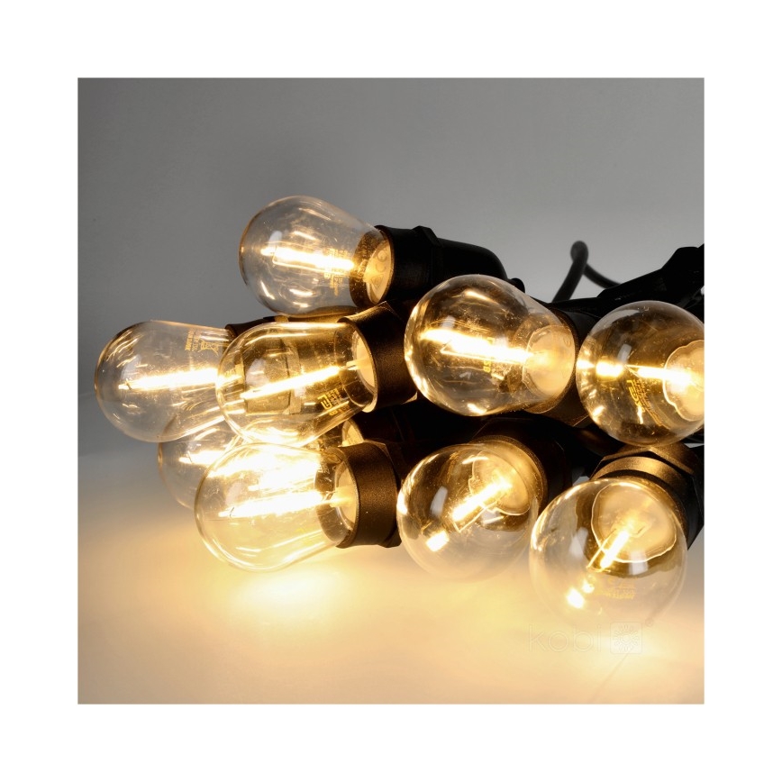 Lanț LED decorativ de exterior BAJA ST64 20xE27/1W/230V 10,9m IP44 alb cald