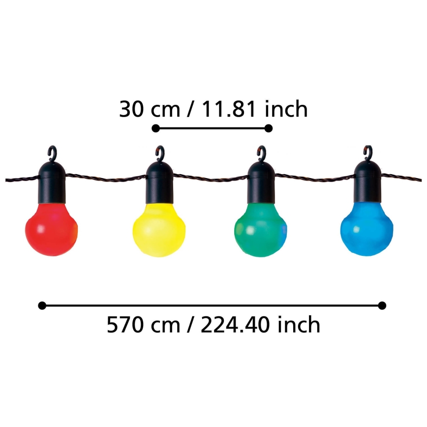 Lanț LED decorativ de exterior 20xLED/0,064W/31V IP44 Eglo