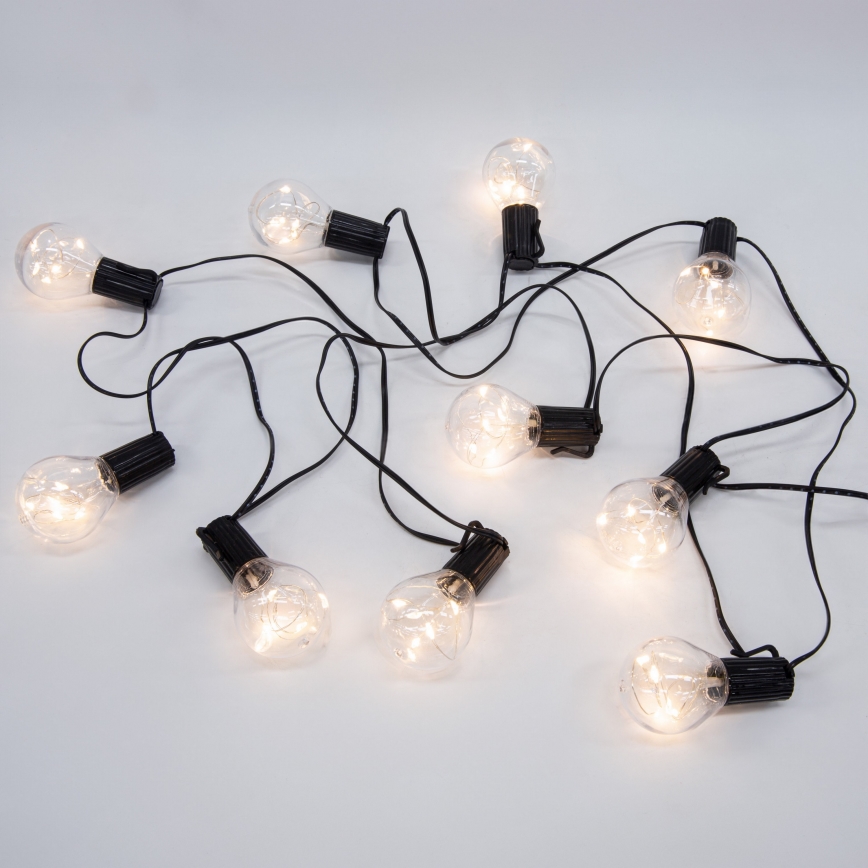 Lanț LED decorativ de exterior GARLAND 10xLED/3xAA 3m IP44 alb cald