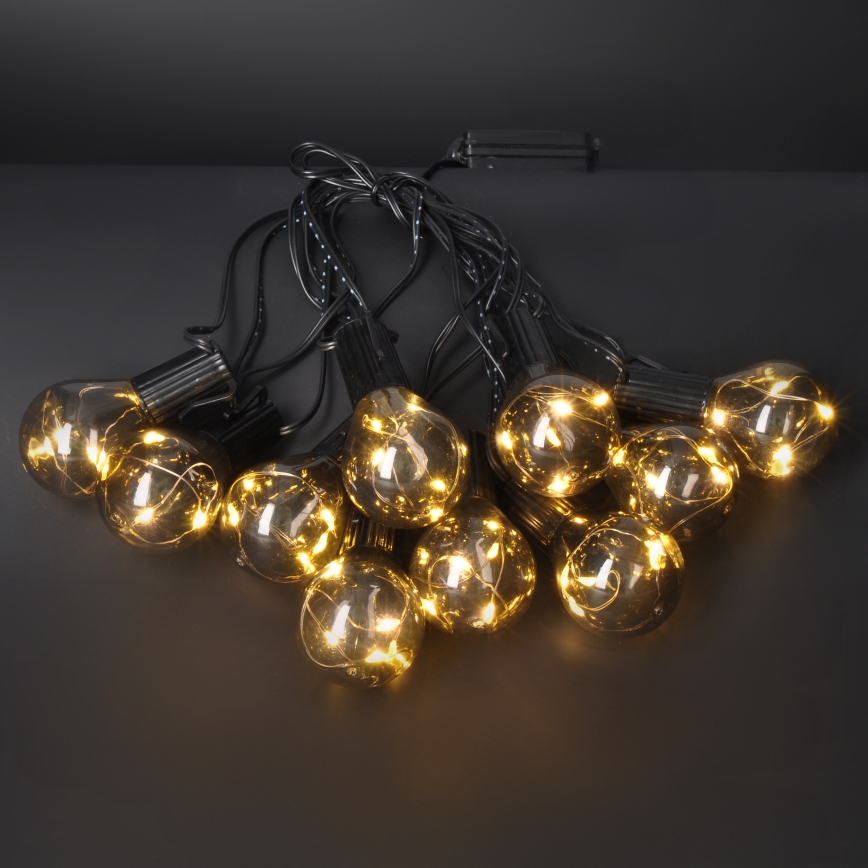 Lanț LED decorativ de exterior GARLAND 10xLED/3xAA 3m IP44 alb cald