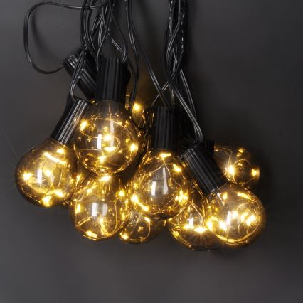 Lanț LED decorativ de exterior GARLAND 10xLED/3xAA 3m IP44 alb cald