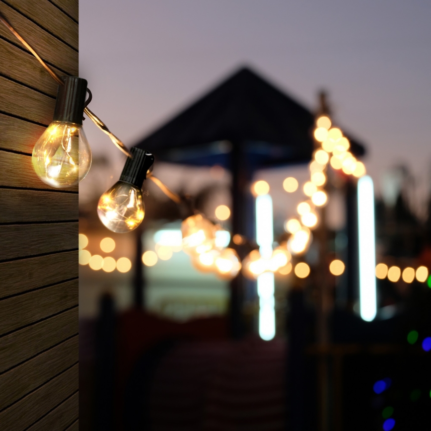 Lanț LED decorativ de exterior GARLAND 10xLED/3xAA 3m IP44 alb cald