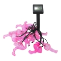 Lanț LED solar decorativ 10xLED/1,2V 300 mAh 3,8 m IP44 flamingo