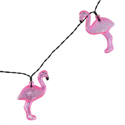 Lanț LED solar decorativ 10xLED/1,2V 300 mAh 3,8 m IP44 flamingo