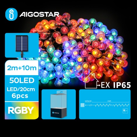 Lanț LED solar decorativ 50xLED/8 funcții 12m IP65 multicolor Aigostar