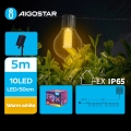 Lanț LED solar decorativ Aigostar 10xLED/8 funcții 5,5m IP65 alb cald
