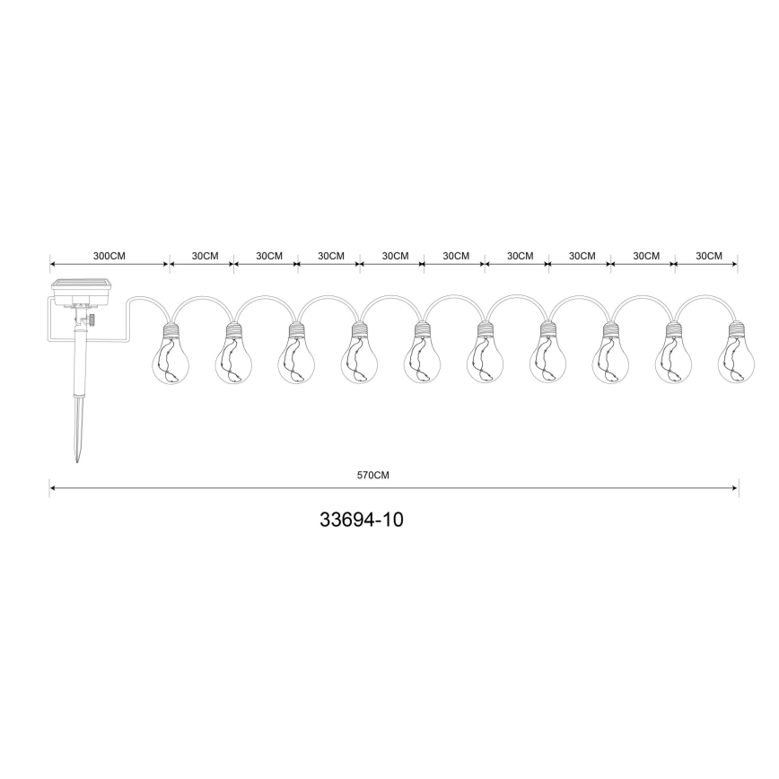 Lanț LED solar decorativ Globo 50xLED/0,06W/3,2V IP44