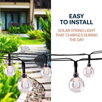 Lanț LED solar Grundig 50xLED/8 funcții 6,9 m alb cald