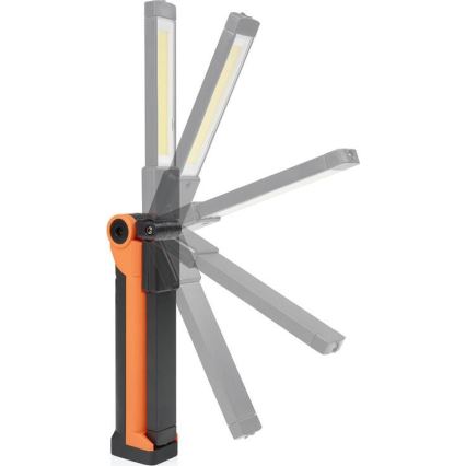 Lanternă de lucru LED reîncărcabilă, reglabilă, 3W/5V, 6500K, 2000 mAh, portocaliu/negru